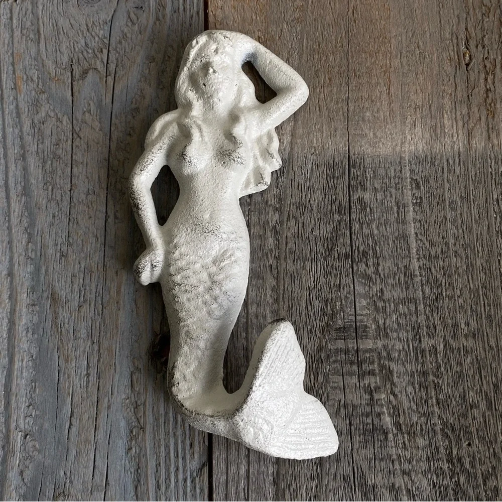 2 Distressed Mermaid Hooks Cast Iron